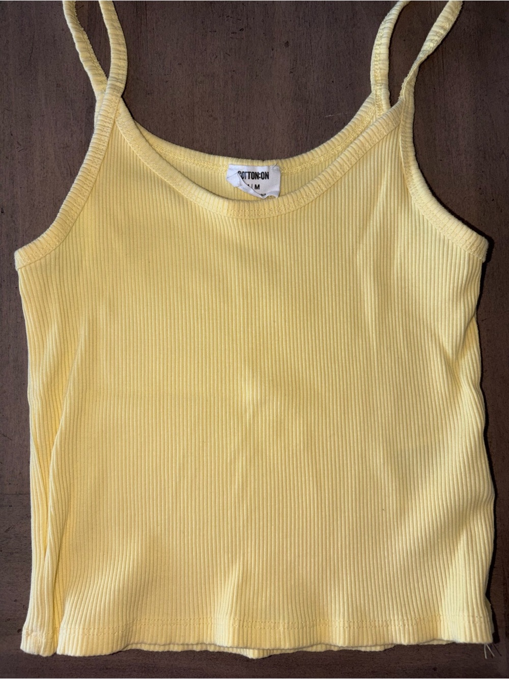 Cotton On Ribbed Yellow Spaghetti Strap Crop Tank